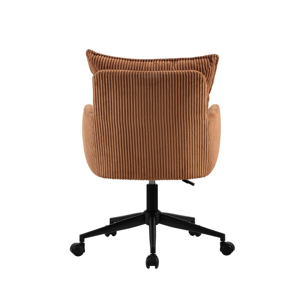 Chaise de bureau velours c?telé caramel