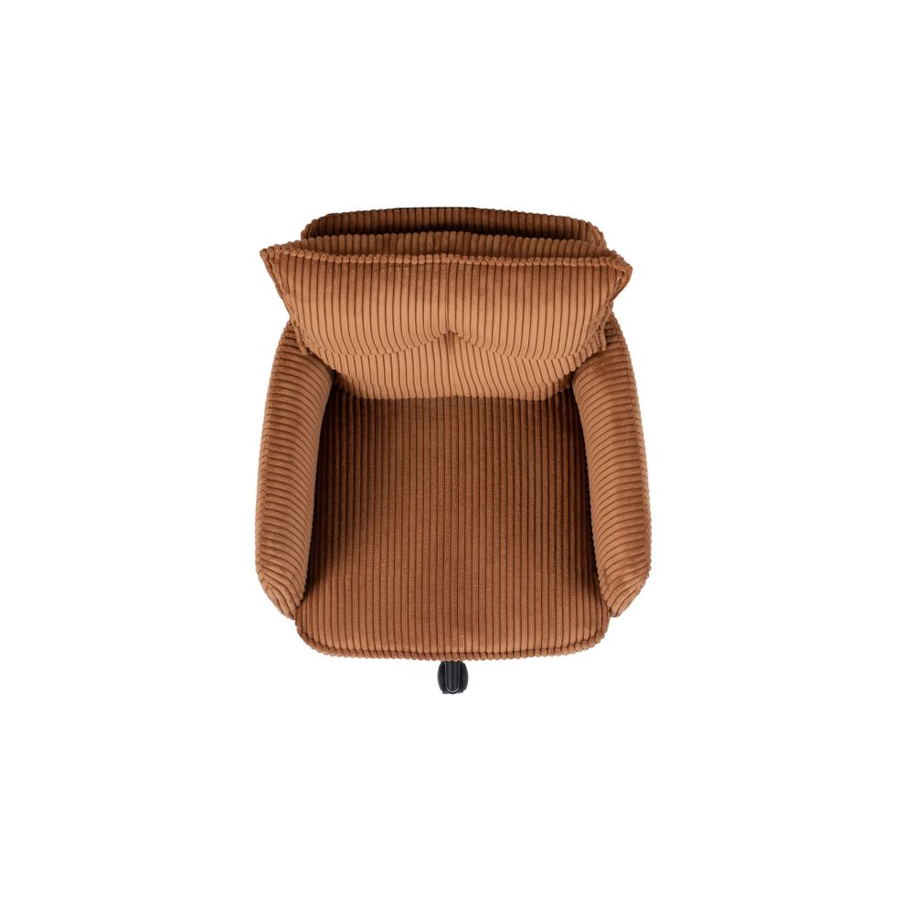 Chaise de bureau velours c?telé caramel