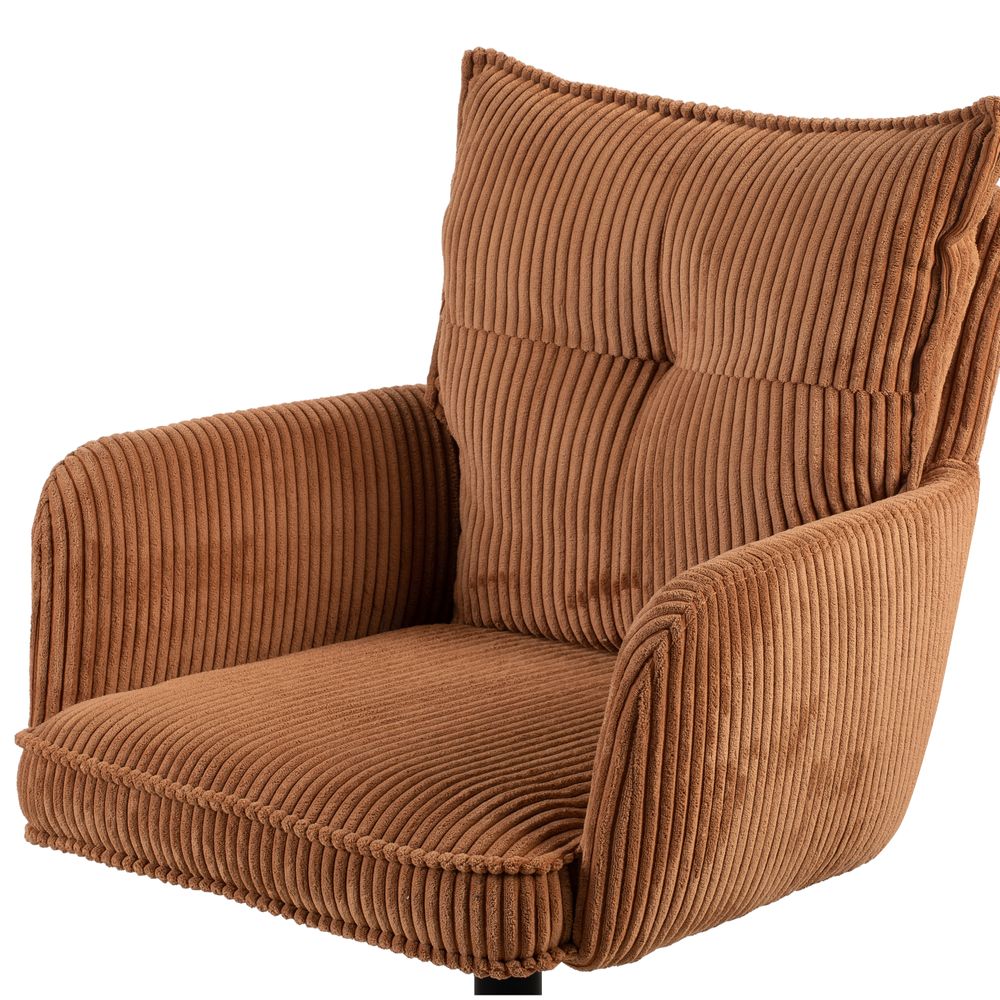 Chaise de bureau velours c?telé caramel