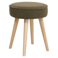 Pouf tissu effet laine bouclette kaki