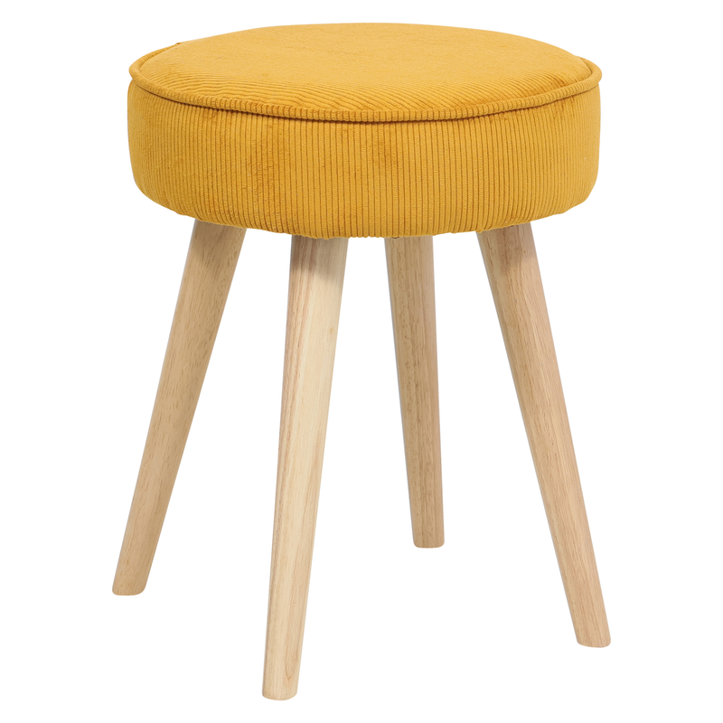 Pouf velours c?telé abricot