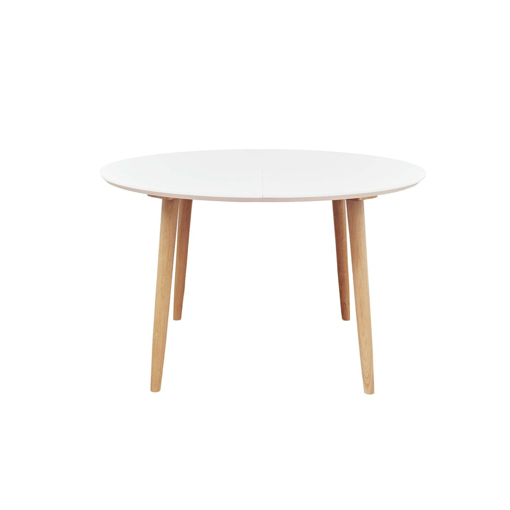Table repas 100-180 cm blanc avec 2 allonges