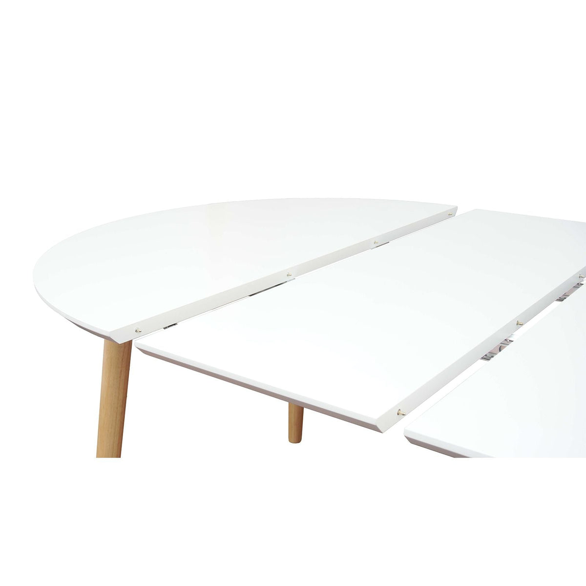 Table repas 100-180 cm blanc avec 2 allonges