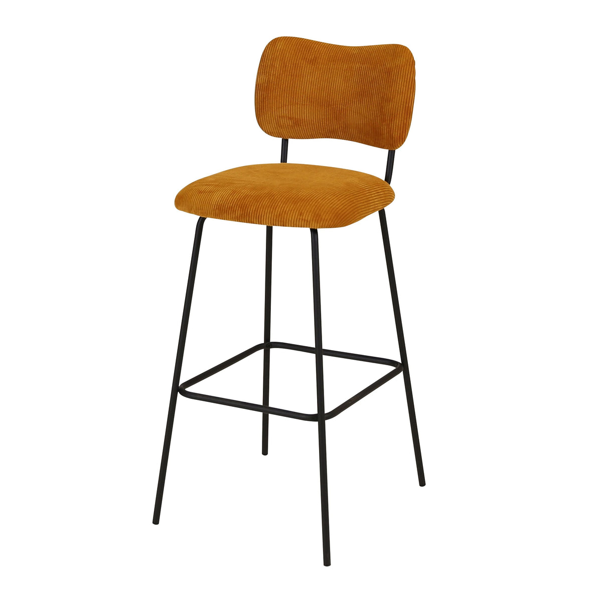 Chaise de bar velours c?telé ocre SEMA
