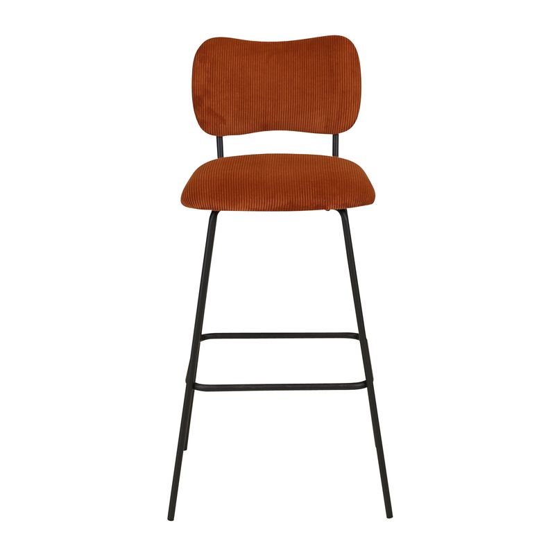 Chaise de bar velours c?telé marron foncé SEMA