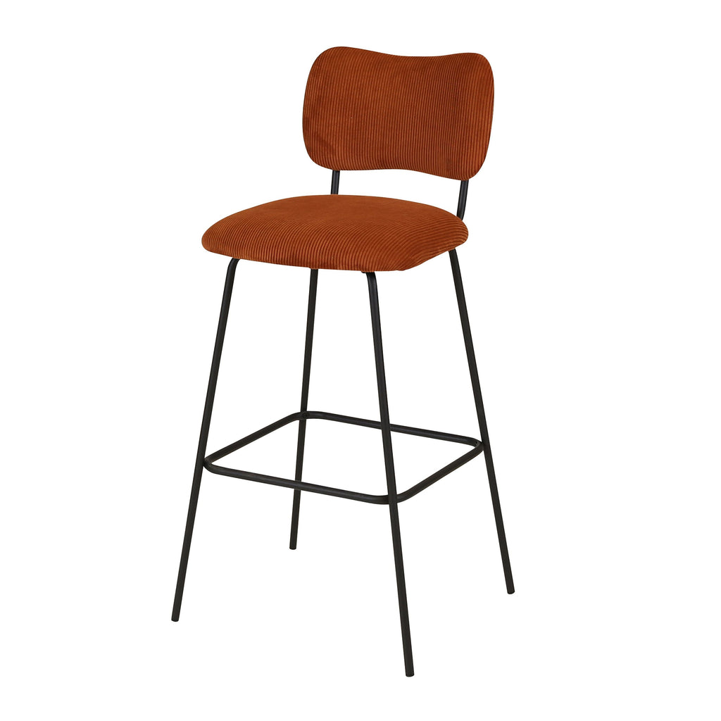 Chaise de bar velours c?telé marron foncé SEMA