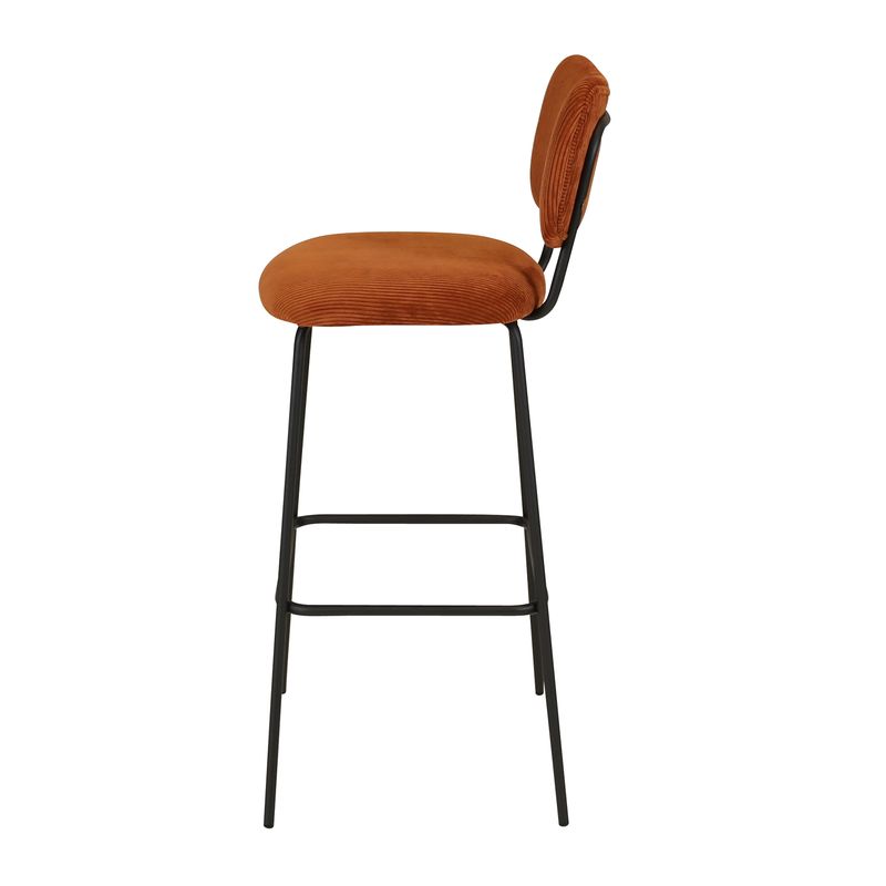 Chaise de bar velours c?telé marron foncé SEMA