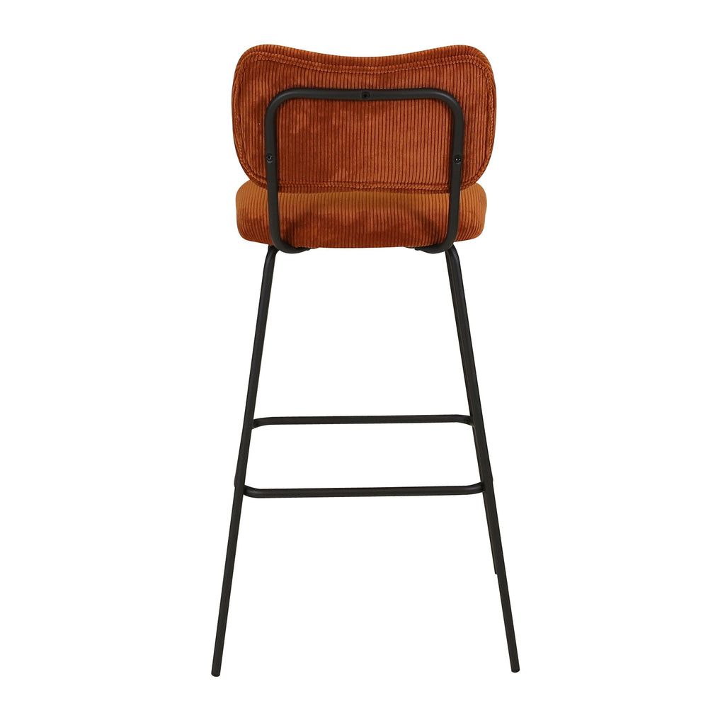 Chaise de bar velours c?telé marron foncé SEMA