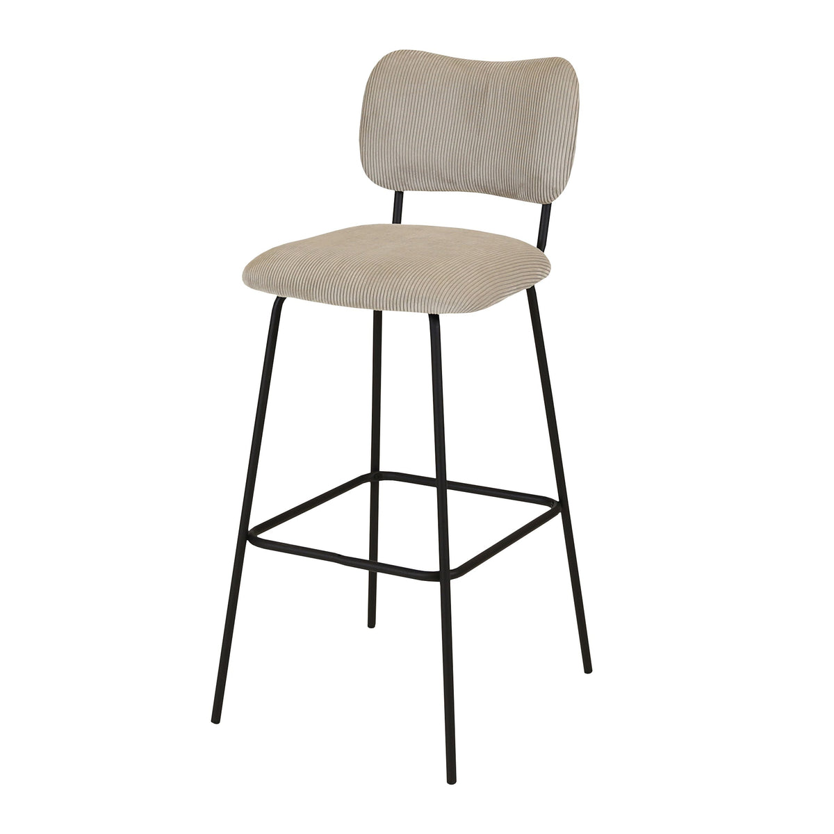 Chaise de bar velours c?telé gris clair SEMA
