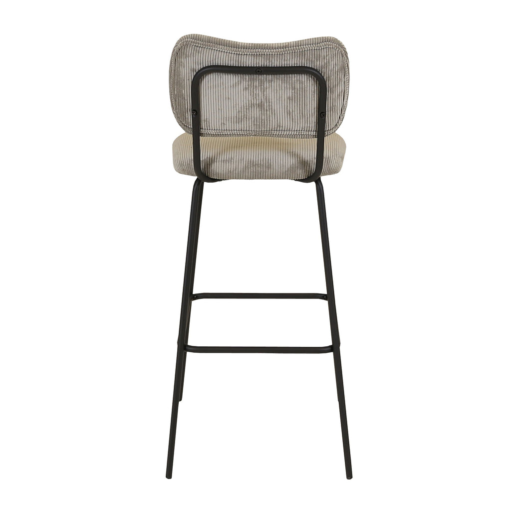 Chaise de bar velours c?telé gris acier SEMA