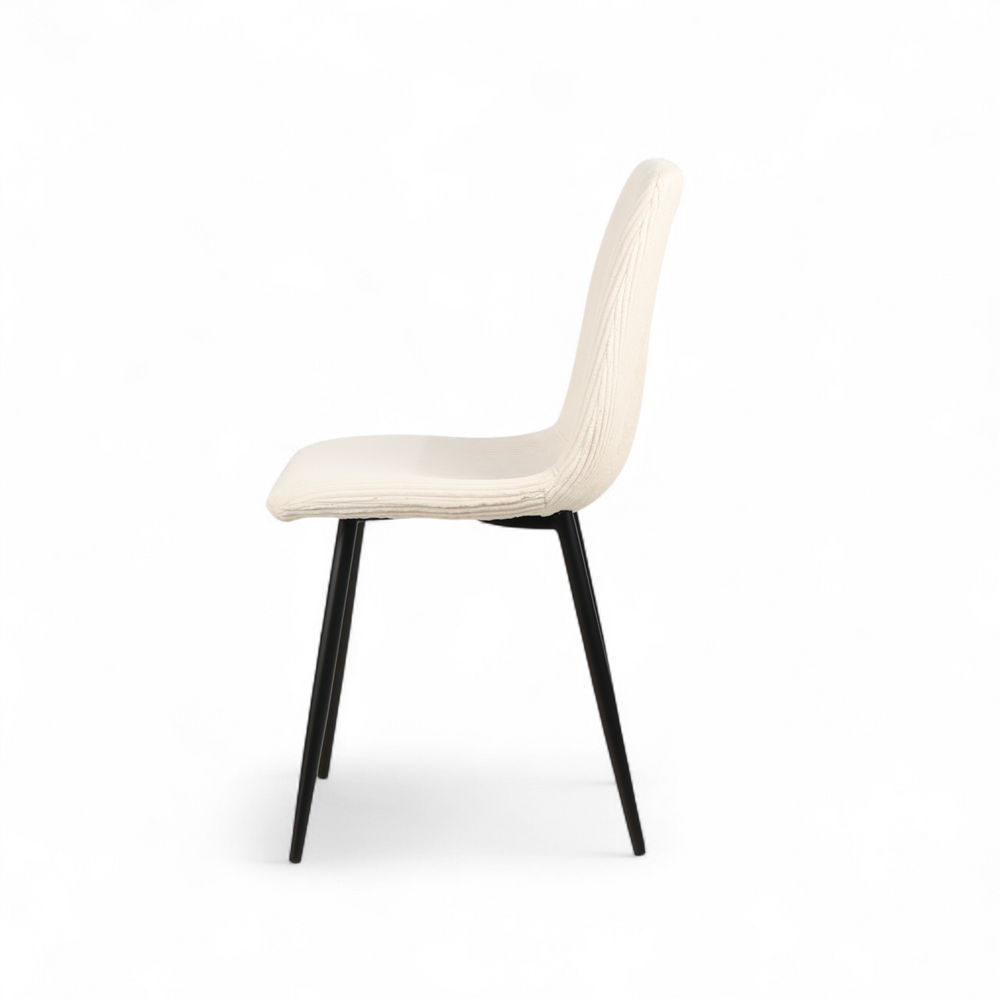 Chaise repas velours c?telé écru