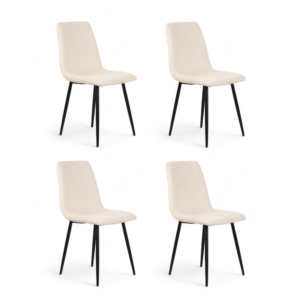 Chaise repas velours c?telé écru