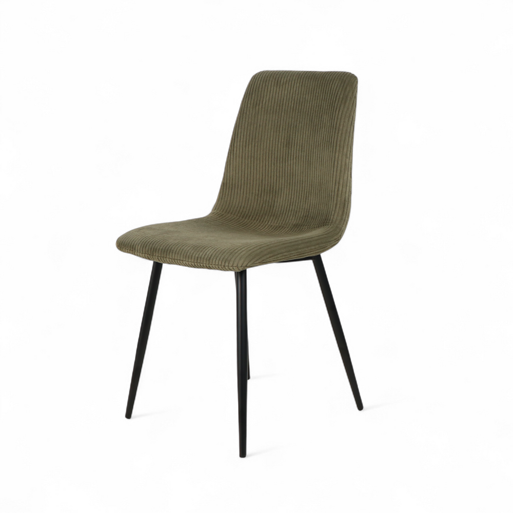 Chaise repas velours c?telé kaki
