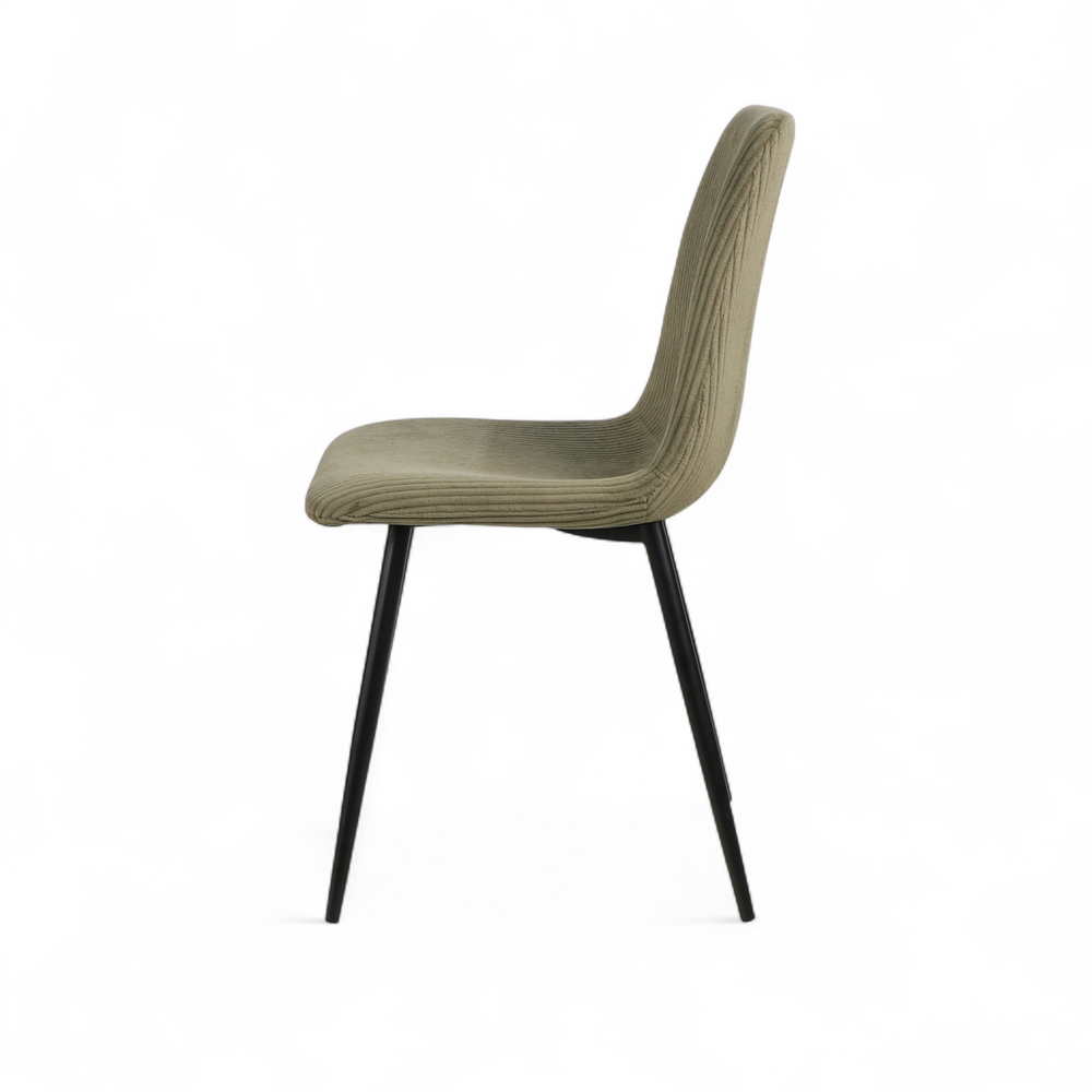 Chaise repas velours c?telé kaki