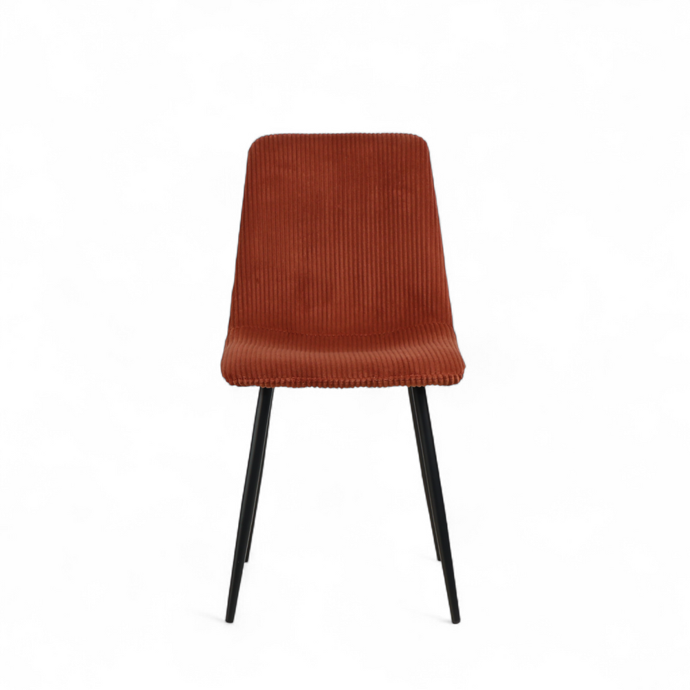 Chaise repas velours c?telé terracotta