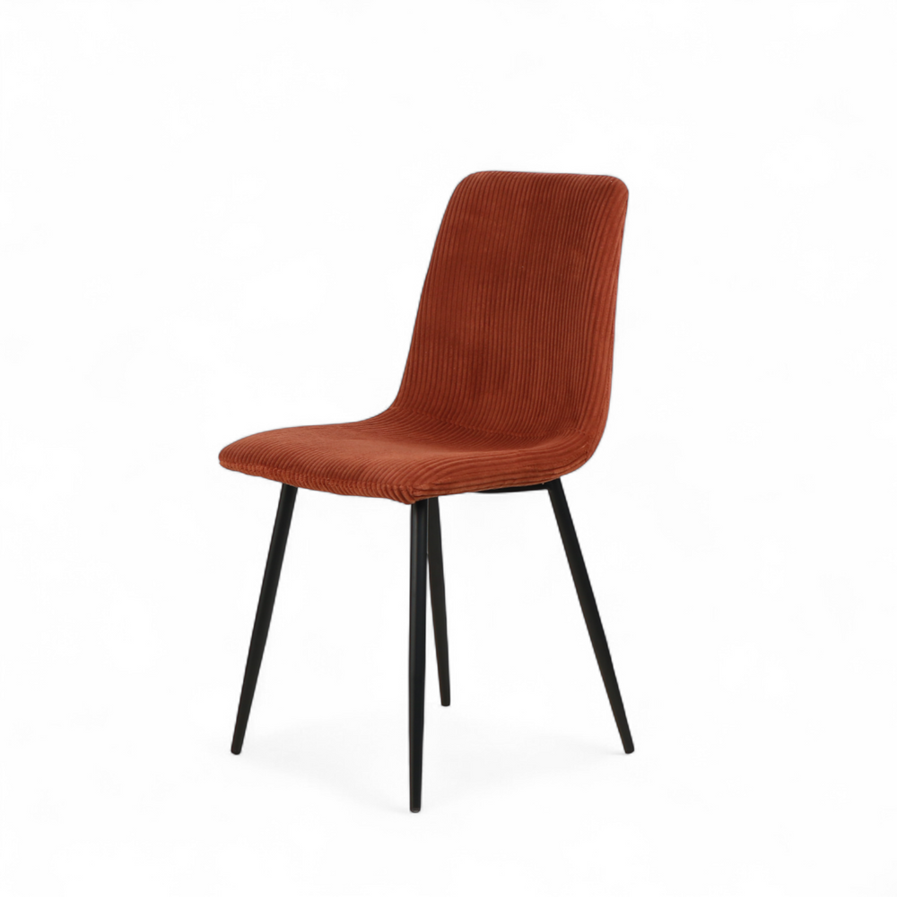 Chaise repas velours c?telé terracotta