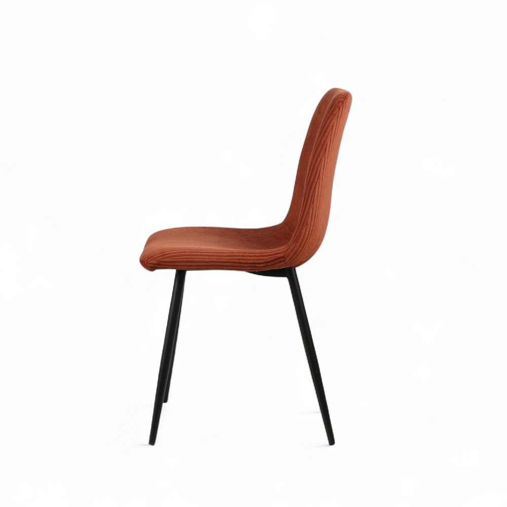 Chaise repas velours c?telé terracotta