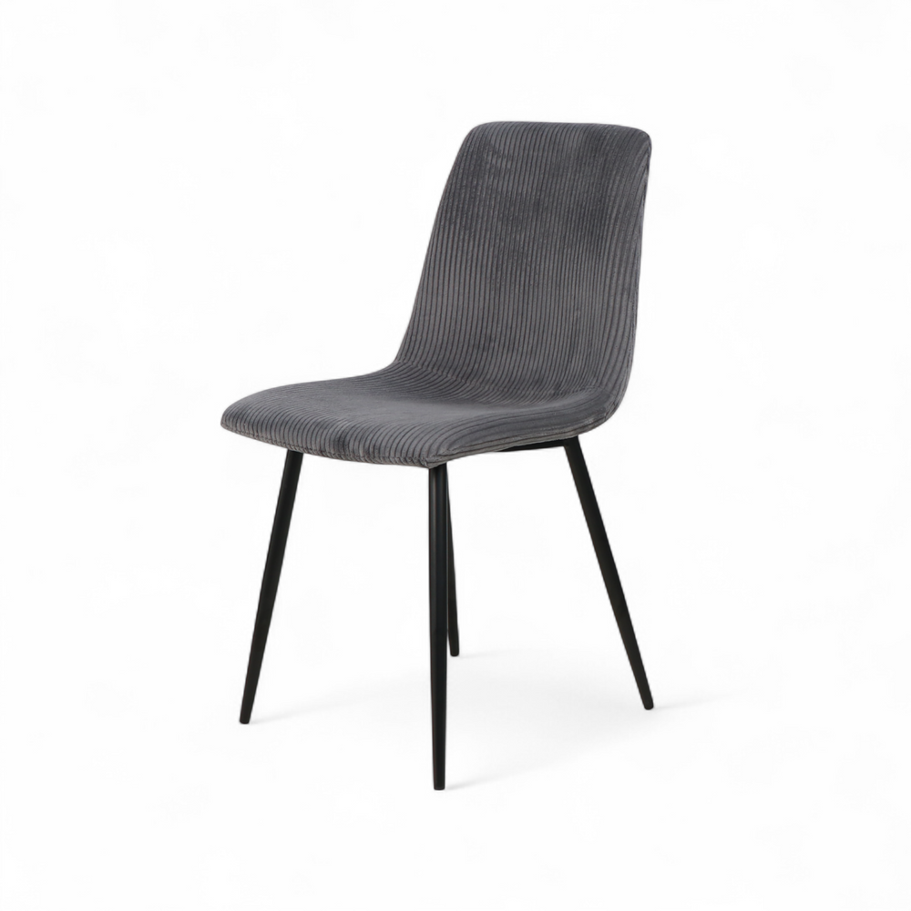Chaise repas velours c?telé gris