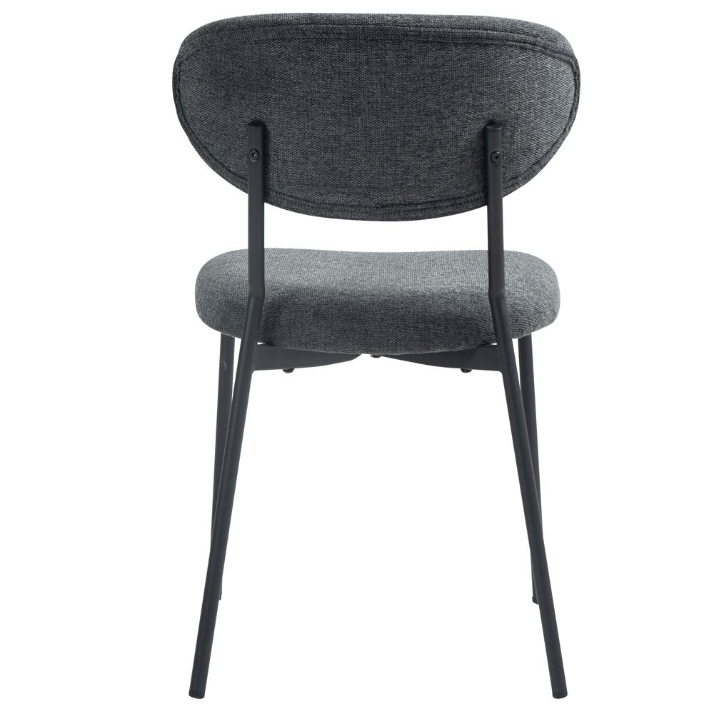 Chaise repas en tissu gris fonce