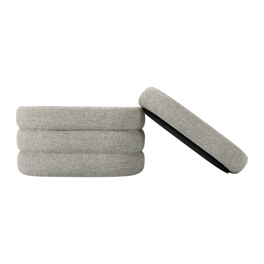 Banc coffre tissu chenillé beige