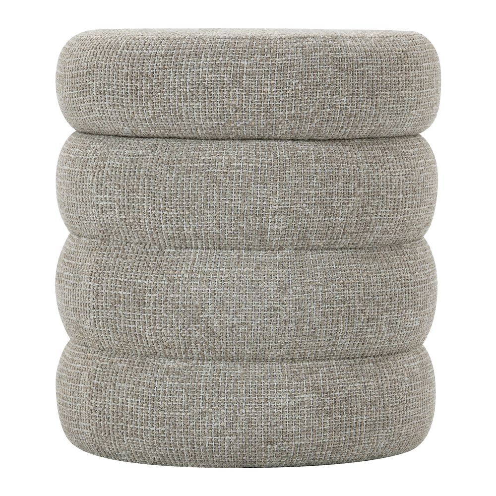 Pouf coffre tissu chenillé beige