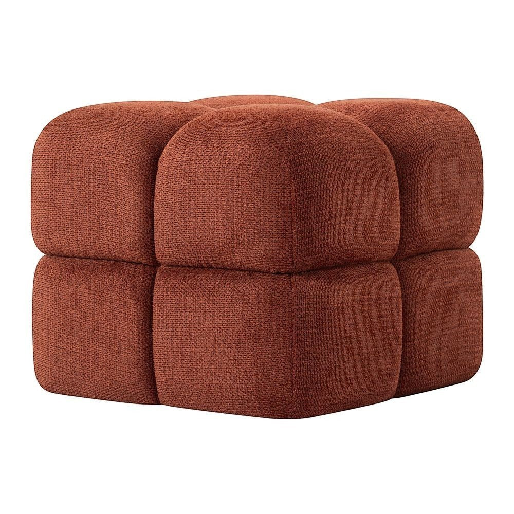 Pouf  tissu texturé bordeaux