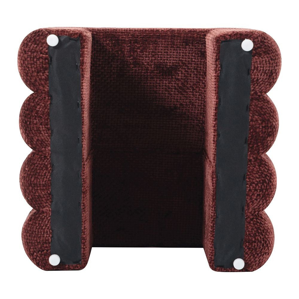 Pouf tissu chenillé Bordeaux