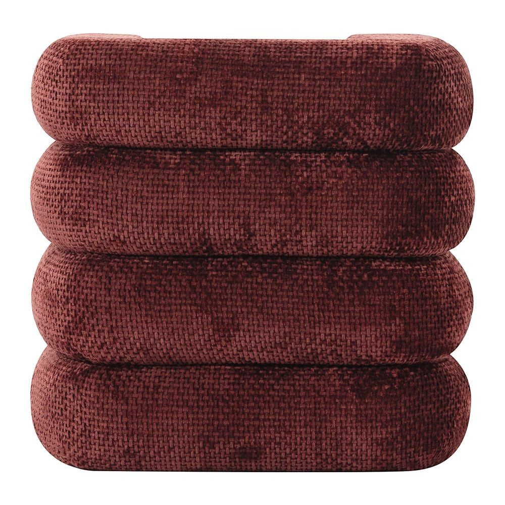 Pouf tissu chenillé Bordeaux