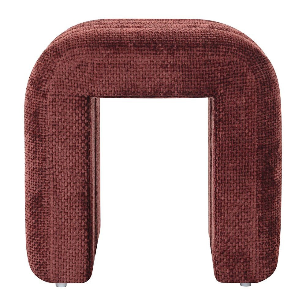 Pouf tissu chenillé Bordeaux