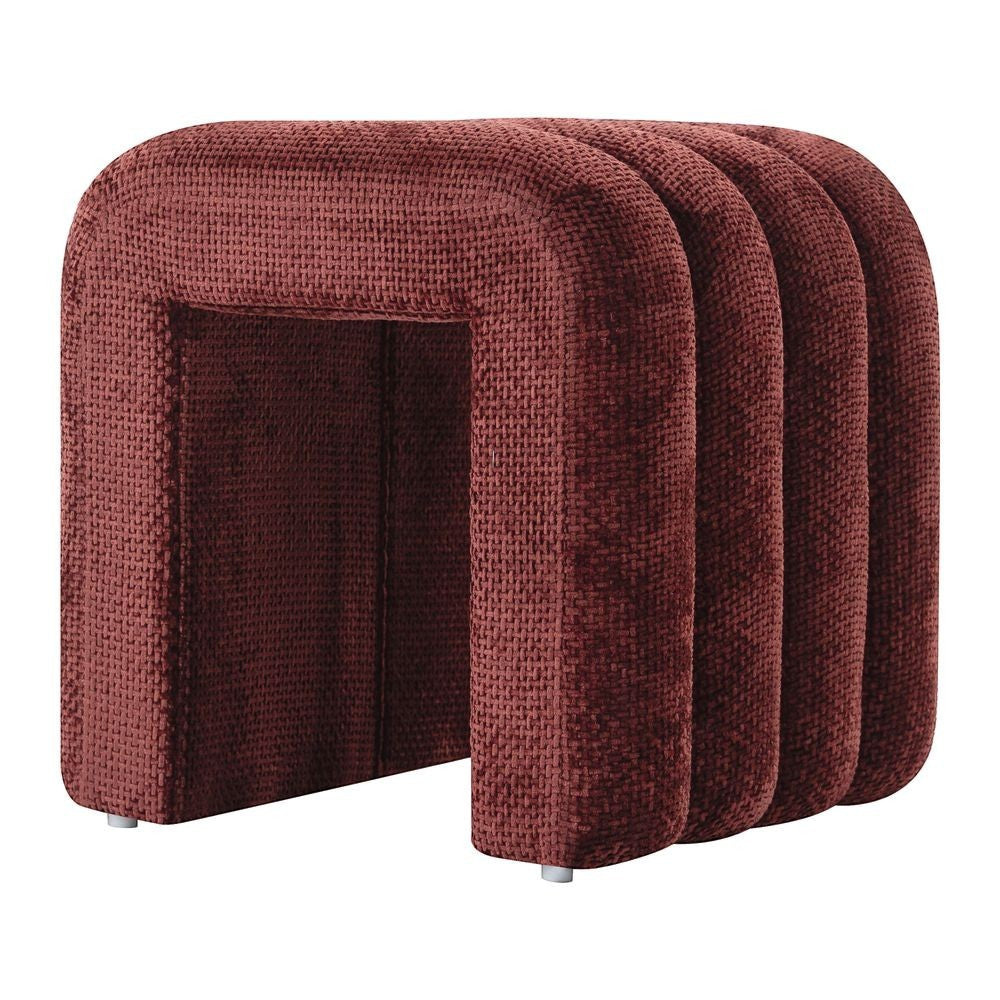 Pouf tissu chenillé Bordeaux