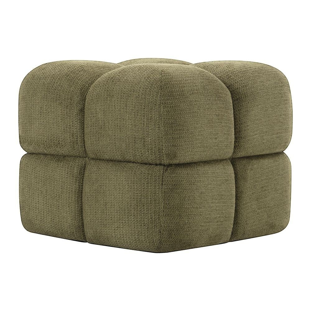 Pouf  tissu texturé kaki