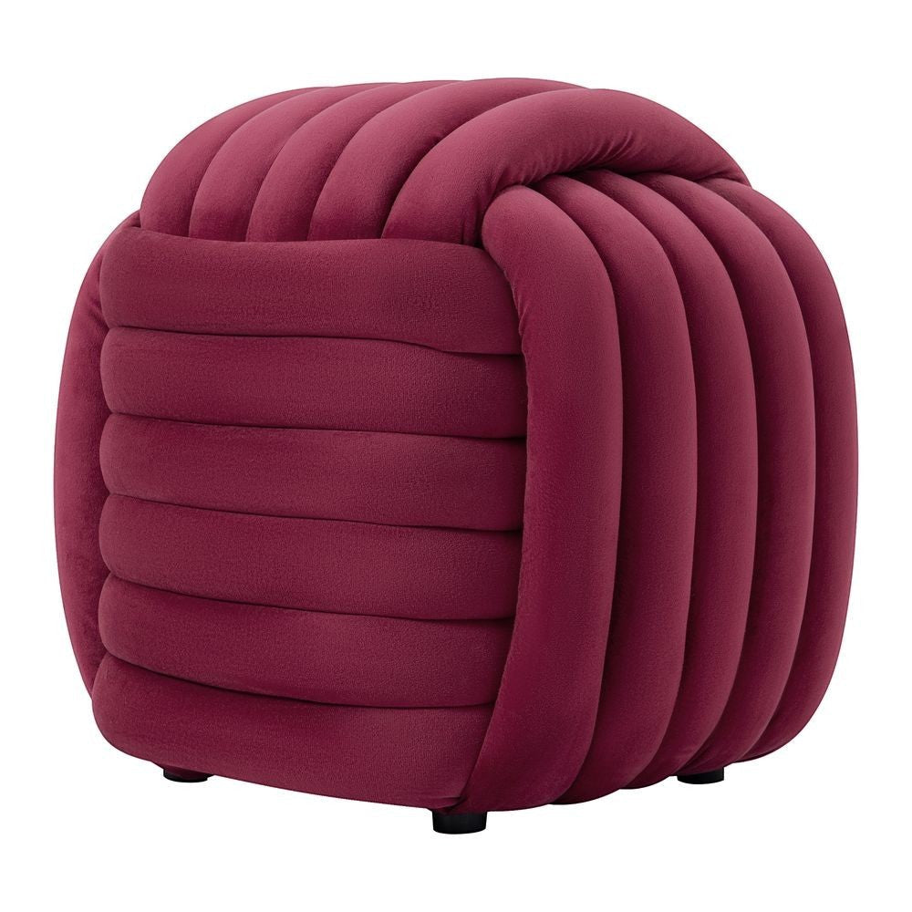 Pouf noeud velours bordeaux
