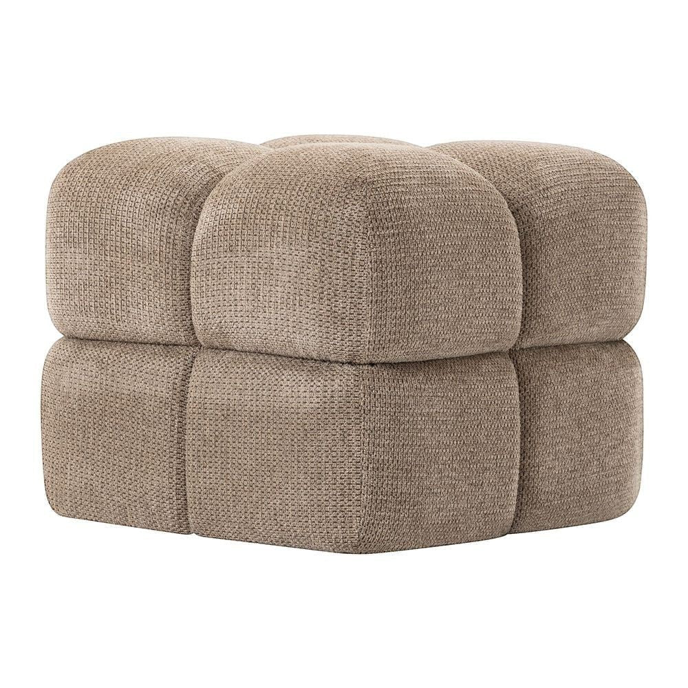 Pouf  tissu texturé camel