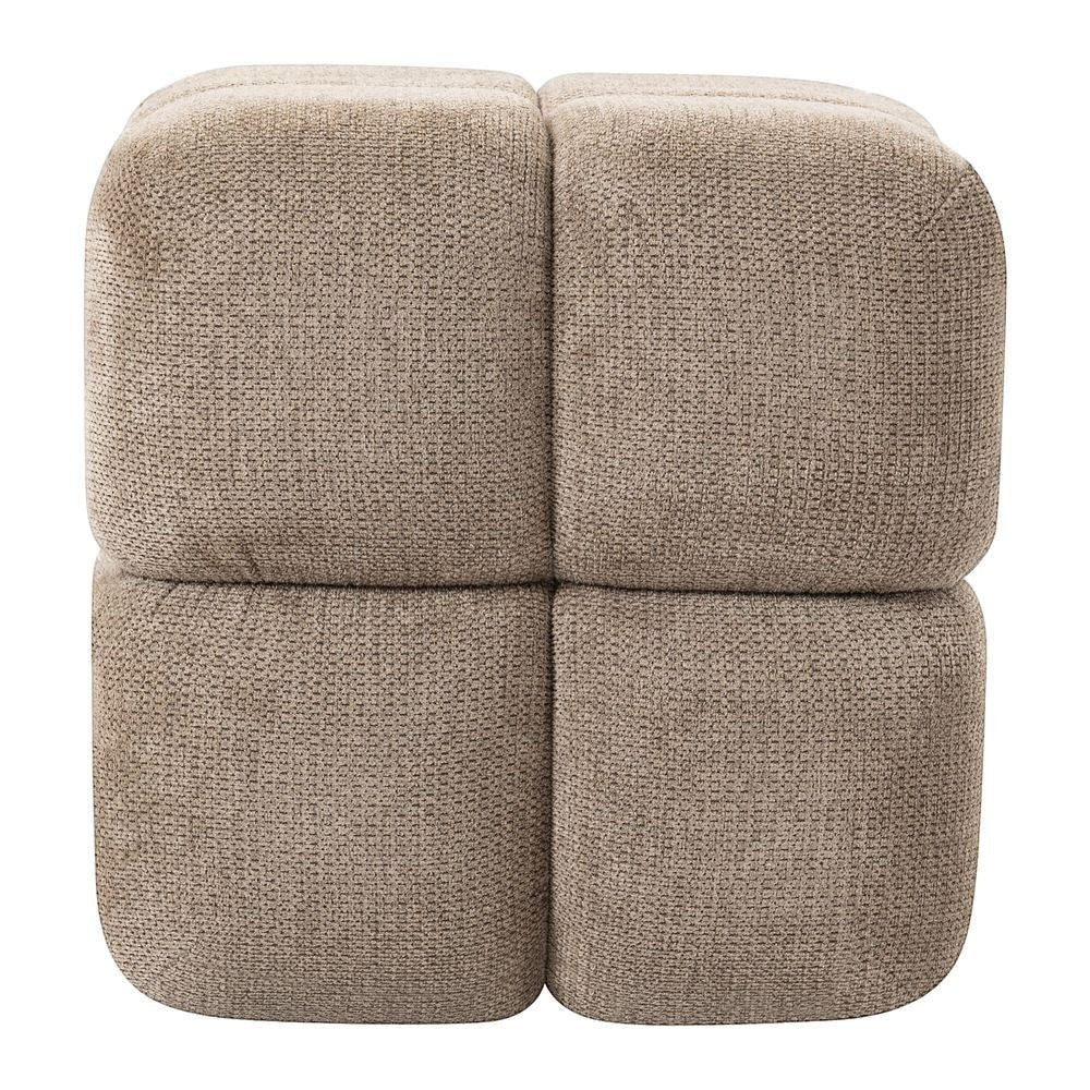 Pouf  tissu texturé camel