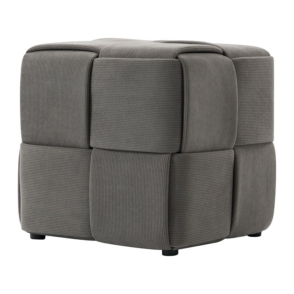 Pouf velours côtelé gris