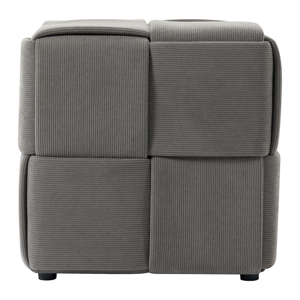Pouf velours côtelé gris