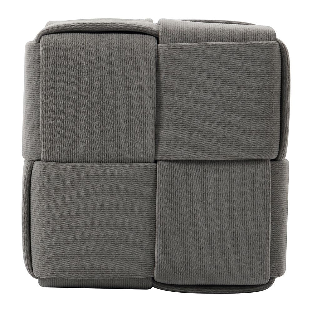 Pouf velours côtelé gris