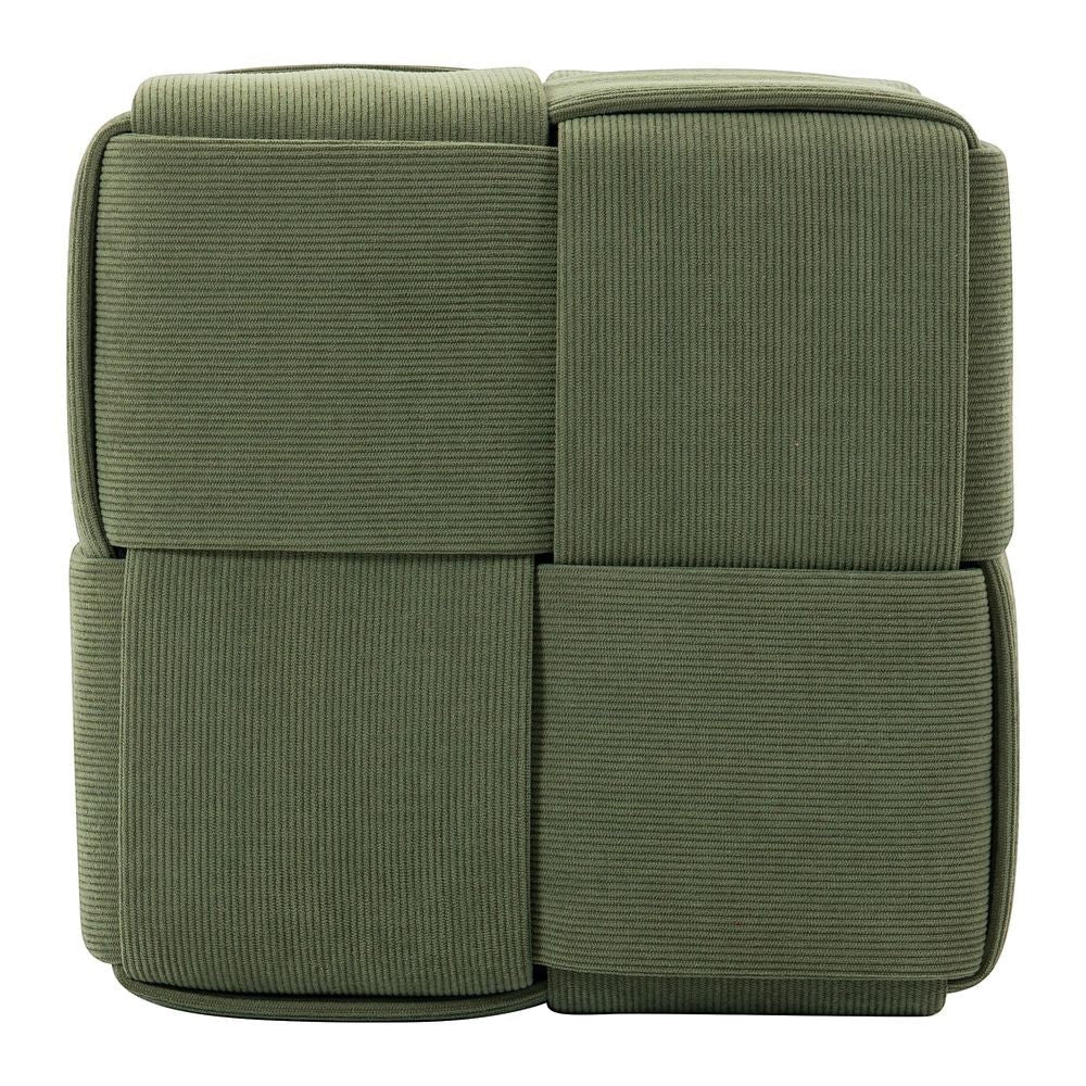 Pouf velours côtelé kaki