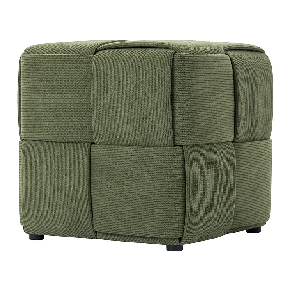 Pouf velours côtelé kaki